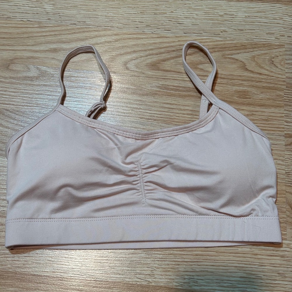 32 Degrees Cool Bralette XS Blush Pink Ruched Adjustable Strap Seamless Bra